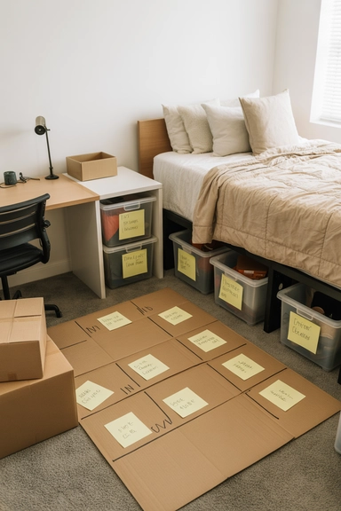 21 Dorm Room Organization Ideas That Maximize Small Spaces 2 Plan a Functional Dorm Room Layout Before Unpacking