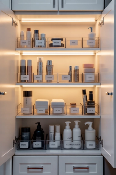 Vertical Shelf Layering for Small Cabinet Spaces