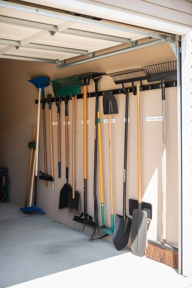 23 Garden Tool Organization Ideas for Garage and Shed Storage 2 Use Wall-Mounted Racks to Keep Tools Visible
