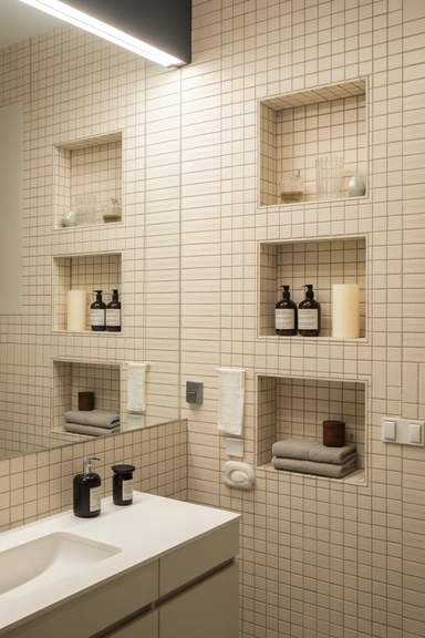 21 Small Bathroom Storage Ideas for Tiny Spaces That Work 11 Built-In Niches Inside Bathroom Walls