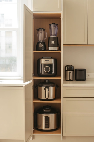 Appliance Tower Cabinets That Stack Storage Vertically