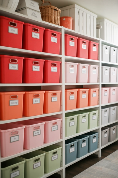 23 Holiday Decoration Storage Ideas That Prevent Chaos Every Year 11 Color-Coded Storage System by Holiday
