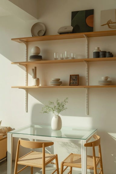 21 Small Dining Room Storage Ideas That Maximize Space 11 Open Shelving With Controlled Styling