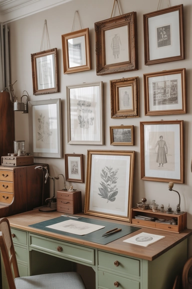 21 Vintage Craft Room Ideas for a Cozy Creative Space 12 Gallery Walls With Vintage Frames