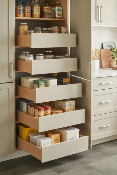 21 Pantry Cabinet Ideas That Make Kitchen Storage Work Harder 12 Deep Drawer Pantry Cabinets for Bulk Storage