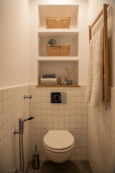 Built-In Recessed Shelving for Seamless Storage