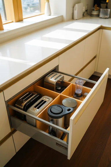 Deep Drawer Appliance Storage That Replaces Upper Cabinets