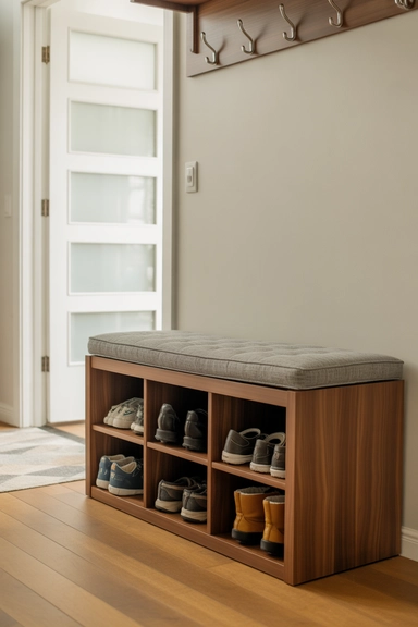 Entryway Benches With Shoe Compartments That Reduce Floor Clutter