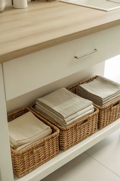 Open Basket Storage for Towels and Linens