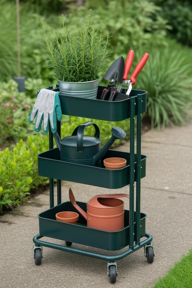 23 Garden Tool Organization Ideas for Garage and Shed Storage 12 Use a Rolling Garden Tool Cart for Mobility