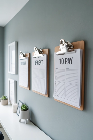 22 Family Command Center Ideas That Organize Daily Life 12 Wall-Mounted Clipboards for Active Papers