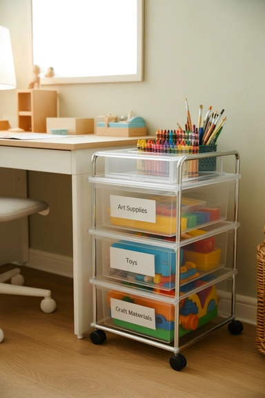 22 Kids Room Storage Ideas That Keep Toys Under Control 13 Use Drawer Carts for Flexible Storage