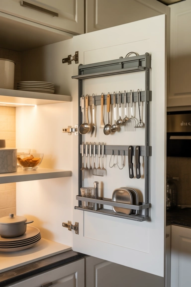 Install Cabinet Door Racks for Hidden Storage