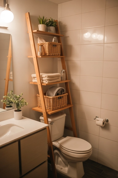 Ladder Shelving That Adds Vertical Warmth