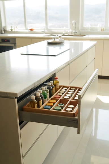 Narrow Pull-Out Storage for Oils and Bottles