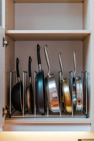 23 Under $20 Kitchen Organizer Ideas for Small Kitchens 13 Pan Storage Racks for Small Kitchens