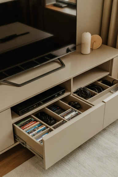 21 TV Stand Storage Ideas That Hide Everyday Mess 13 TV Consoles With Pull-Out Media Drawers