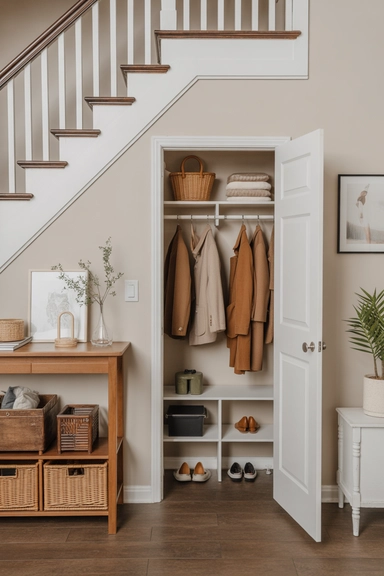 21 Under Stairs Storage Ideas That Turn Dead Space Useful 13 Under-Stair Closet Storage for Coats and Bags