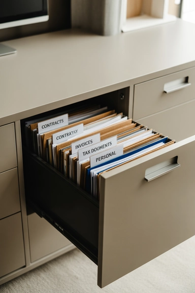 Home Office Storage Ideas That Keep Workspaces Clear 14 Install File Cabinets for Paper Control