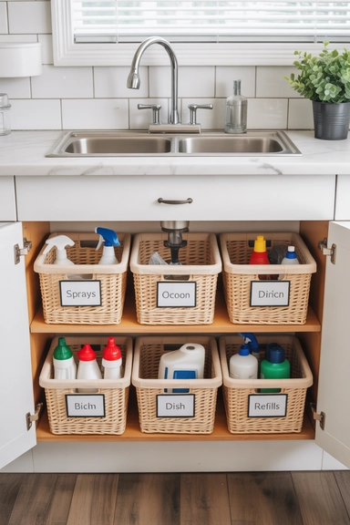 Cleaning Supply Baskets That Keep Categories Clear