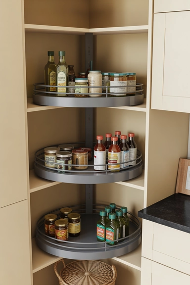 Make Corner Shelves Work With Lazy Susans