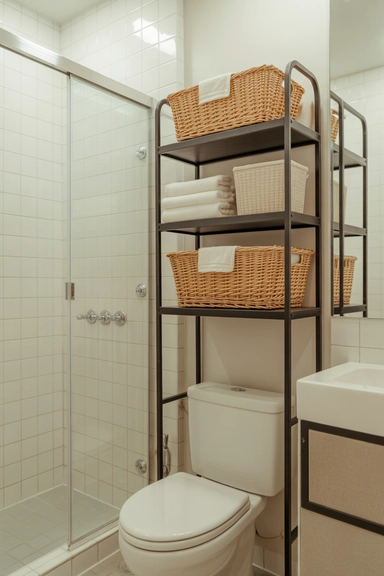 Metal Frame Storage Units for Modern Bathrooms