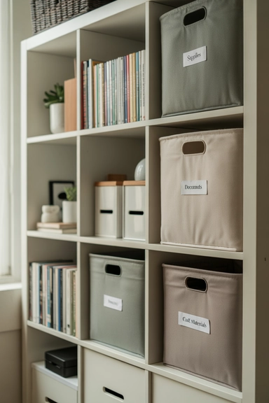 Home Office Storage Ideas That Keep Workspaces Clear 15 Add Cube Storage for Flexible Organization