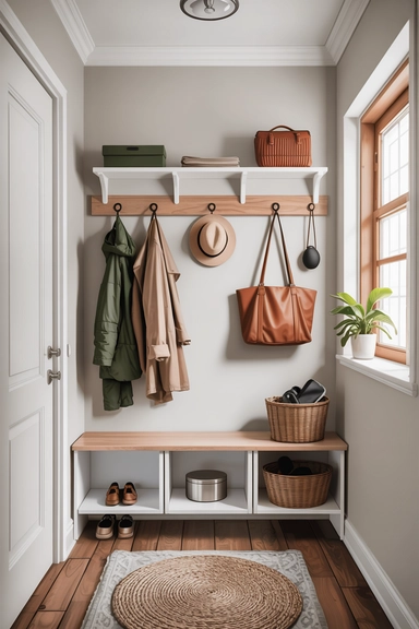 23 Coat Closet Organization Ideas That Actually Work 15 Install a Peg Rail for Stylish and Practical Entryway Storage
