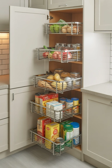  Corner Pantry With Pull-Out Baskets for Accessibility