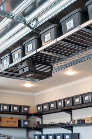 23 Holiday Decoration Storage Ideas That Prevent Chaos Every Year 15 Overhead Garage Racks for Lightweight Seasonal Decor