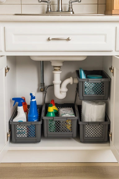 22 Amazon Kitchen Cabinet Organizer Ideas for Homes 14 Sink Cabinet Organizers for Cleaning Supply Storage