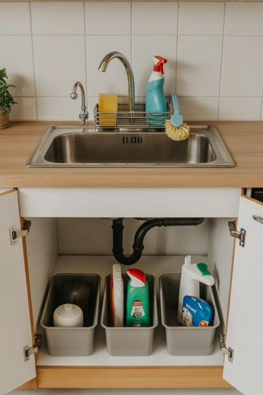 Turn the Sink Area Into a Compact Cleaning Zone