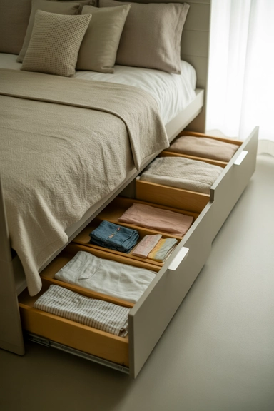 Under-Bed Frames With Built-In Drawers