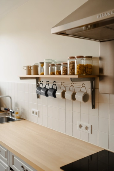  Wall Shelf Above the Counter for Daily Items