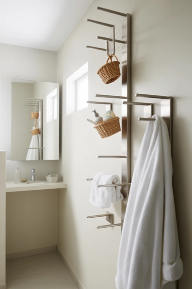 21 Small Bathroom Storage Ideas for Tiny Spaces That Work 16 Hanging Hooks on Unused Wall Space