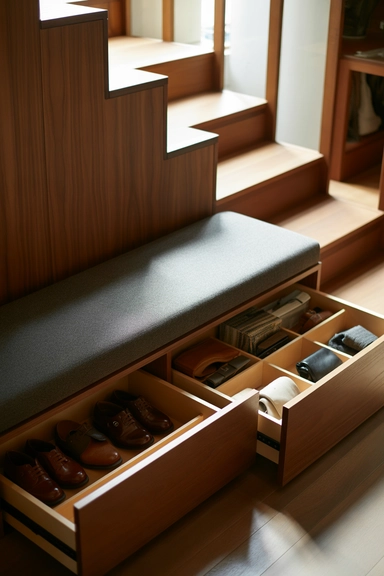 21 Under Stairs Storage Ideas That Turn Dead Space Useful 16 Bench Seating With Storage Beneath the Stairs