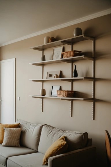 25 Small Living Room Storage Ideas That Reduce Visual Clutter 16 Floating Shelves Styled With Negative Space