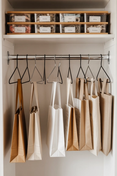 21 Gift Wrap Storage Ideas That Keep Supplies Organized 16 Hanging Gift Wrap Closet Rod System