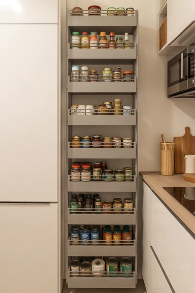  Install Narrow Pull-Out Shelves for Tight Spaces
