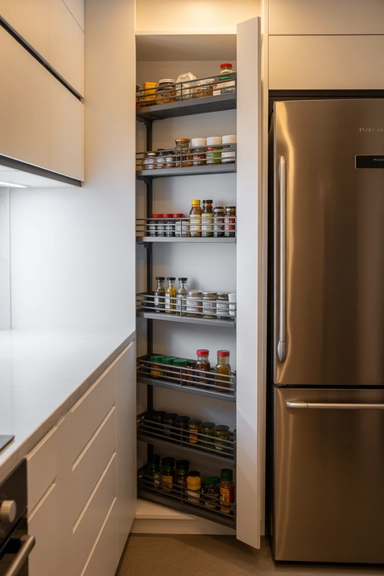Narrow Pull-Out Pantry Units for Slim Spaces