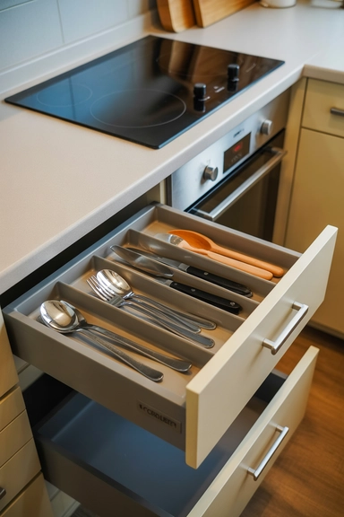 21 Small Kitchen Organization Ideas for Apartments That Actually Work 16 Use Drawer Dividers to Stop Utensil Overflow