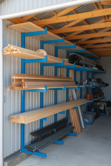21 Shed Storage Organization Ideas That Keep Tools Visible 16 Vertical Lumber and Long-Item Storage Rack