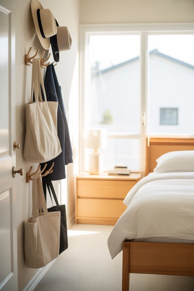 15. Wall Hooks That Replace Floor Storage