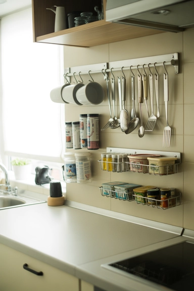 Wall-Mounted Kitchen Rails for Daily Essentials