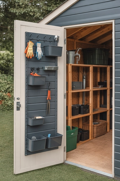 21 Shed Storage Organization Ideas That Keep Tools Visible 17 Back-of-Door Storage Panels for Quick-Access Tools