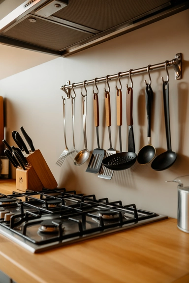 Use a Hanging Rail System Near the Stove