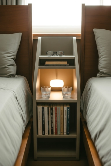 21 Shared Kids Room Organization Ideas That Actually Work 18 Add Storage Between Beds for Shared Access