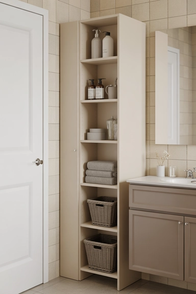 21 Small Bathroom Storage Ideas for Tiny Spaces That Work 18 Narrow Tower Cabinets for Vertical Storage