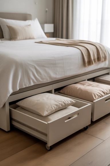 Store Guest Bedding and Pillows Out of Sight