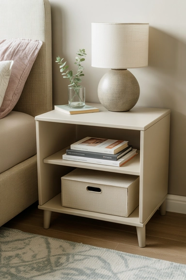 Use a Shelf Under the Nightstand for Extra Storage